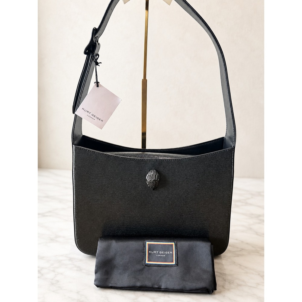 Kurt Geiger London Black Leather Hobo Bag Eagle Head Shoulder Handbag NWT